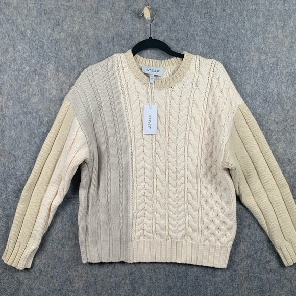 Derek Lam‎ 10 Crosby Womens Size Large Rory Mixed Cable-Knit Sweater 100% Wool